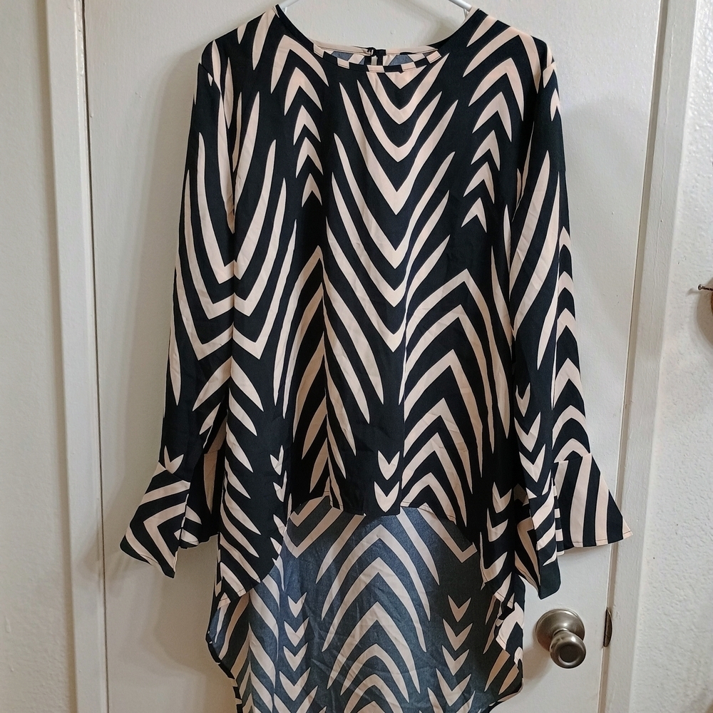 Chic Black and Cream Chevron Blouse